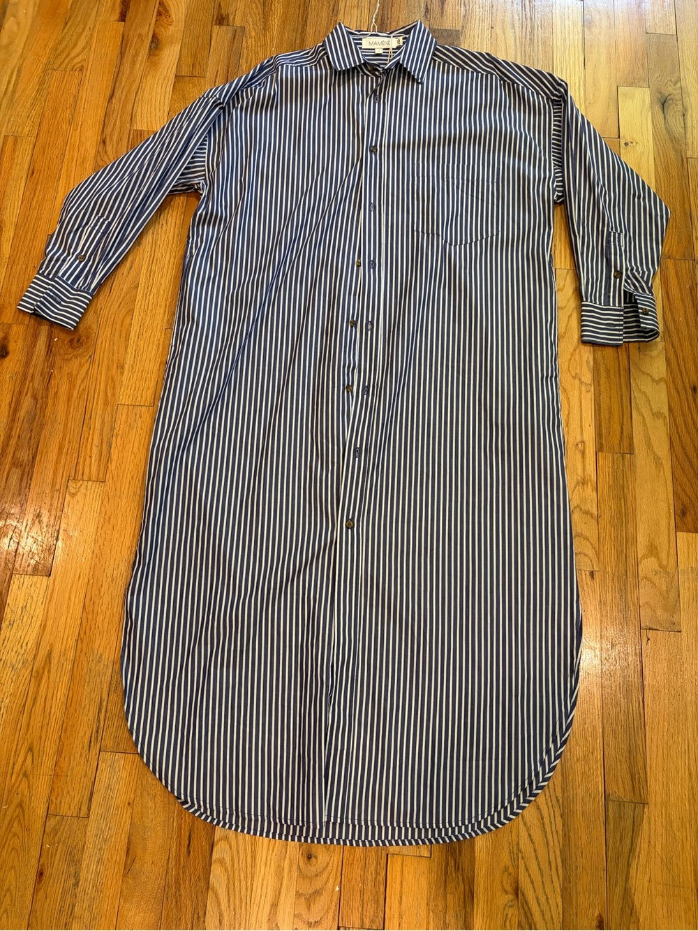 mamene Phoebe Shirt Dress size 1 in Navy Blue Stripe